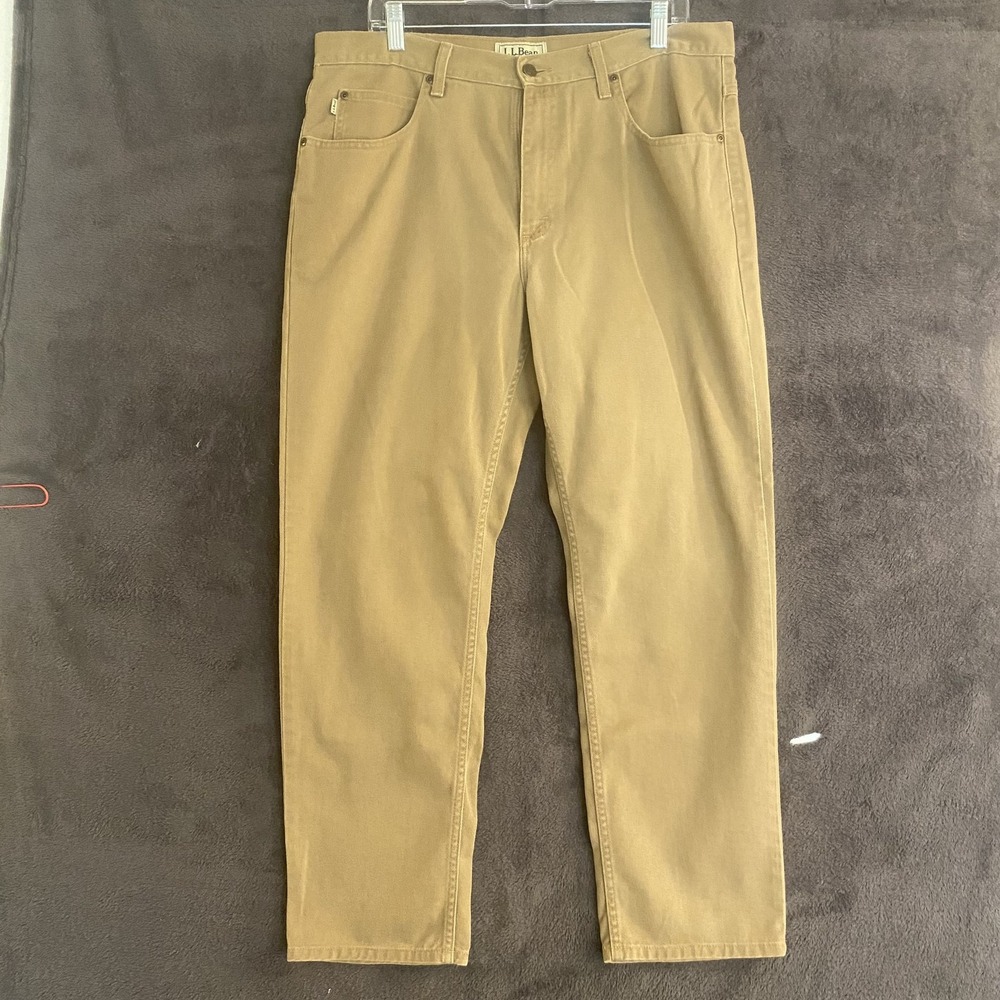 LL Bean Jeans Mens 36x30 Khaki Classic Fit Straight Leg Casual 100% Cotton